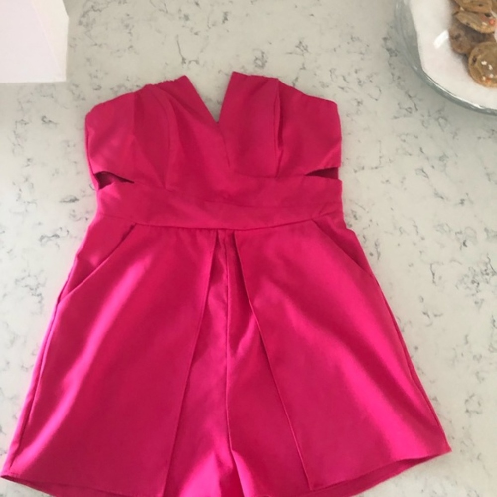 Hot Pink strapless romper